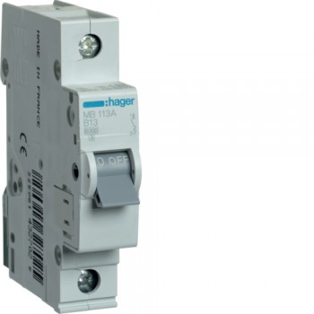 Автоматический выключатель Hager 1p 13А тип B 6кА (MB113A)