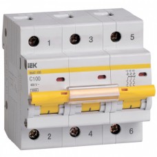 Автоматический выключатель IEK ВА47-100 3p 100А тип C 10кА (MVA40-3-100-C)