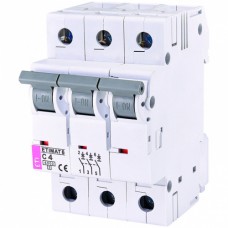 Автоматический выключатель ETI ETIMAT 6 3p 4А тип C 6кА (2145510)