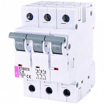 Автоматический выключатель ETI ETIMAT 6 3p 4А тип C 6кА (2145510)