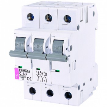 Автоматический выключатель ETI ETIMAT 6 3p 63А тип C 6кА (2145522)