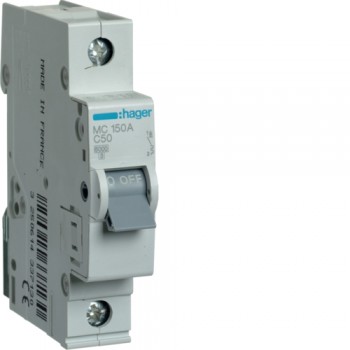 Автоматический выключатель Hager 1p 50А тип C 6кА (MC150A)