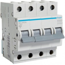 Автоматический выключатель Hager 3p+N 40А тип C 6кА (MC440A)