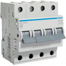 Автоматический выключатель Hager 3p+N 50А тип C 6кА (MC450A)