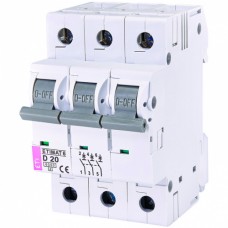 Автоматический выключатель ETI ETIMAT 6 3p 20А тип D 6кА (2164517)