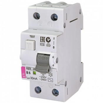 Дифференциальный автомат ETI KZS-2M 1p+N 6А 30мА B 10кА тип АС (2173101)