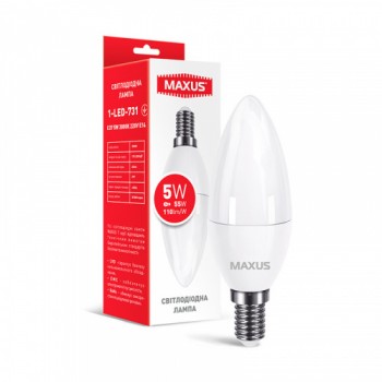 Светодиодная лампа MAXUS C37 5W теплый свет 3000K 220V E14 (1-LED-731)