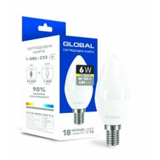 Светодиодная лампа GLOBAL C37 CL-F 6W 3000K 198-242V E14 (1-GBL-233)