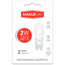 Светодиодная лампа MAXUS G9 2W теплый свет 3000K 220V G9 (1-LED-201)