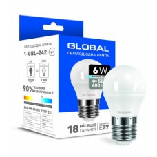 Светодиодная лампа GLOBAL G45 F 6W 4100K 198-242V E27 (1-GBL-242)